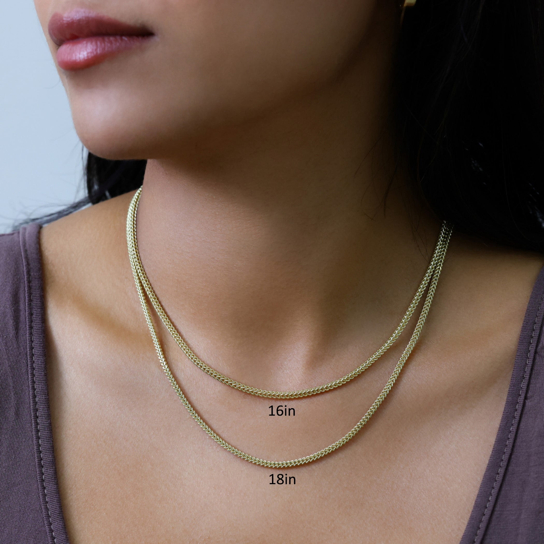 Nuragold 10k Real Yellow Gold Franco Square 2.5mm Box Chain Wheat Chain Necklace (16"-30") Italian Jewelry for Men & Women