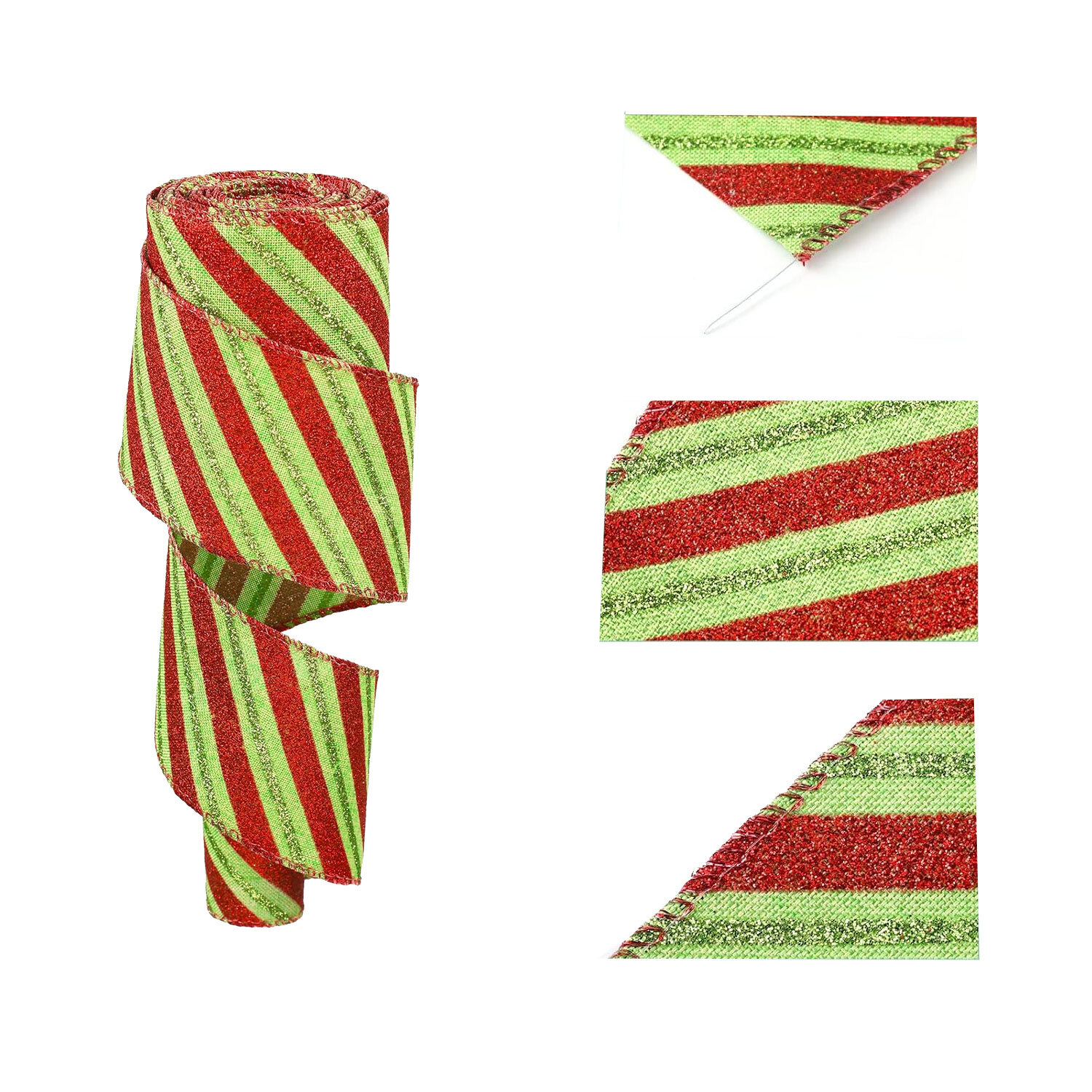 5 Roll Christmas Ribbon Wired, 2.5 Inch Red and Green Christmas Ribbon for Wreaths Bows, Tree Garland DIY Xmas Crafts Christmas Decorations