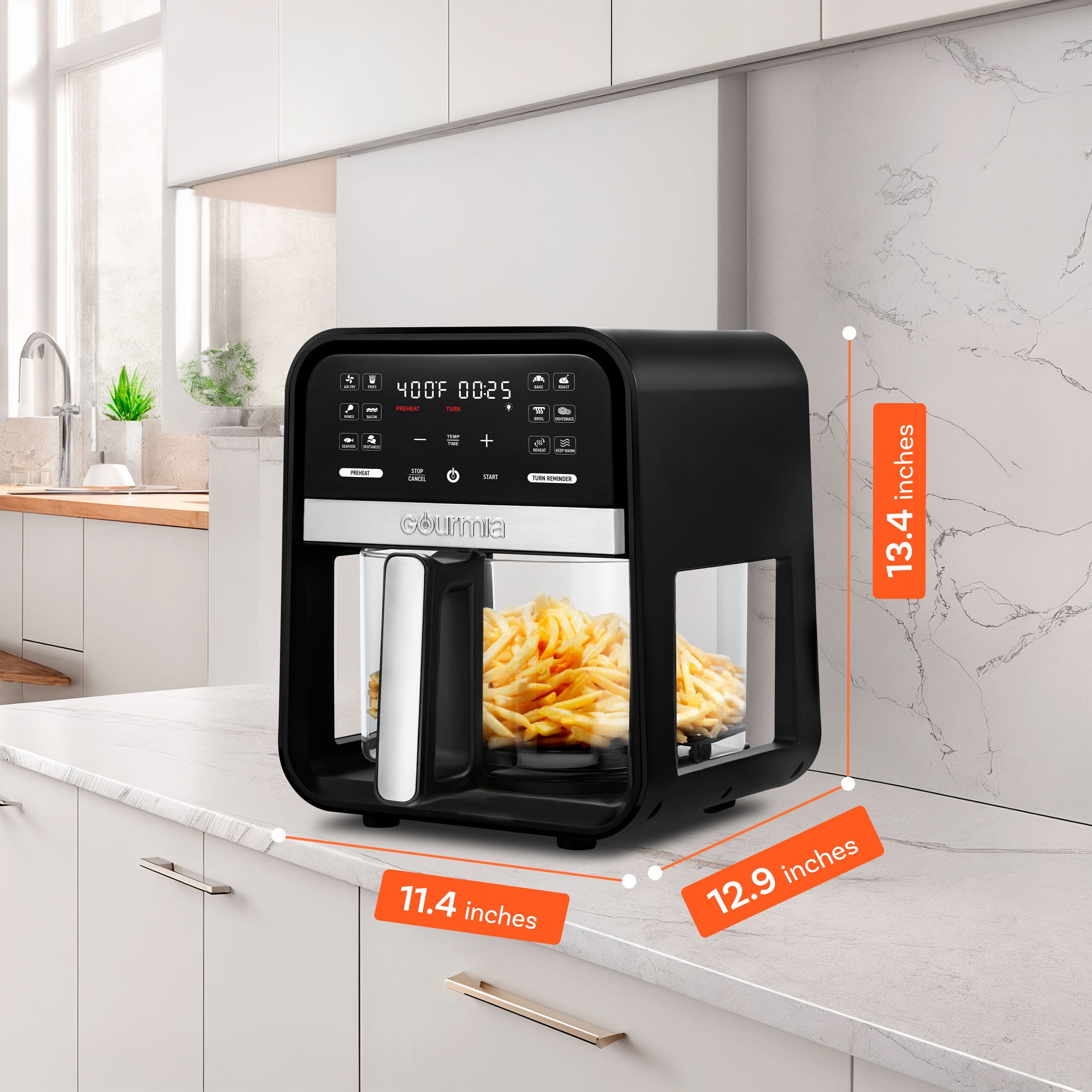 Gourmia 7-Quart Digital Air Fryer with Glass Basket and 12-One