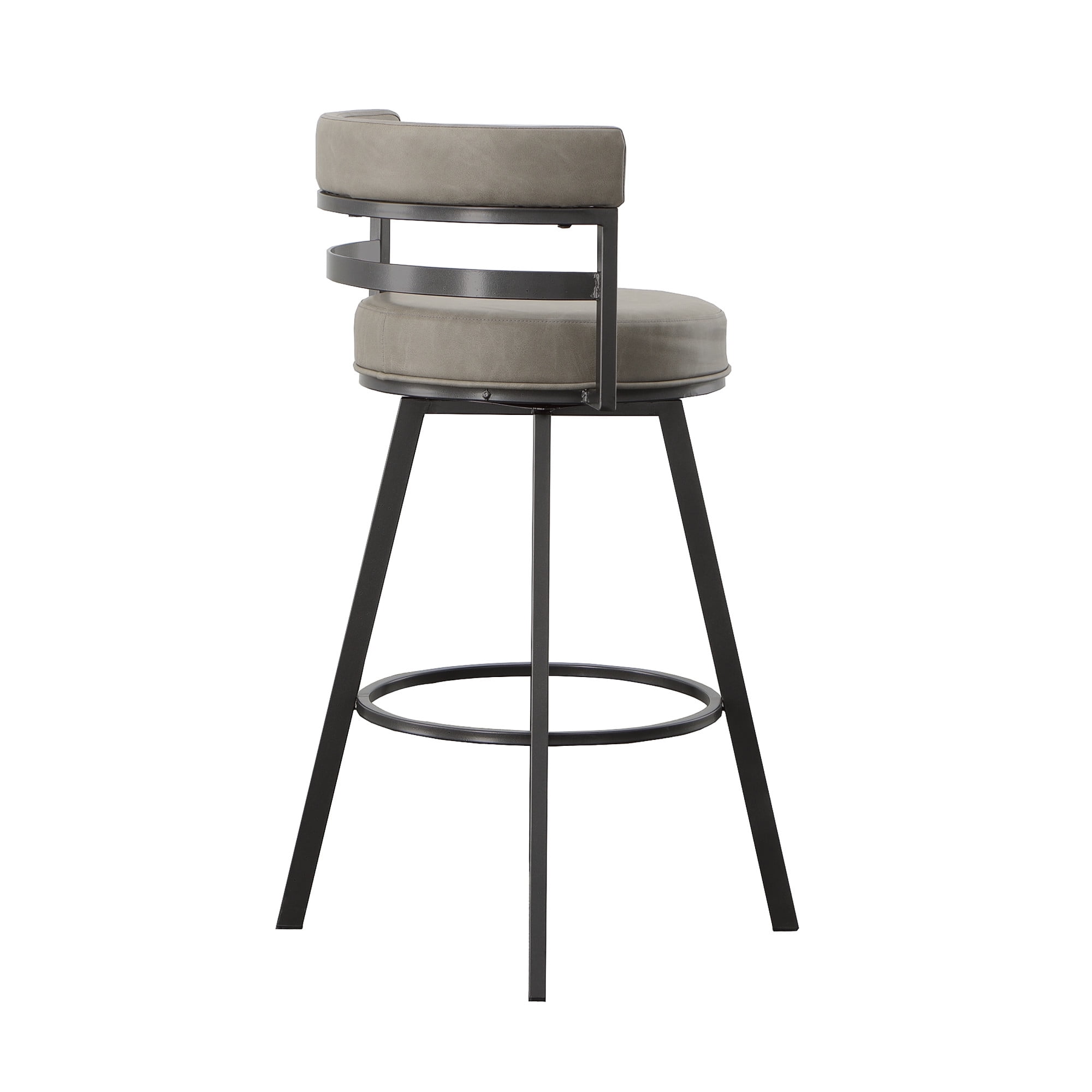 Steve Silver Gene Metal and Beige Faux Leather Swivel Bar Stool