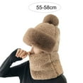 thumbnail image 6 of Naierhg Beanie Plush Hat Fuzzy Pompom Decor 2 in 1 Multipurpose Thickened Head Face Neck Solid Color Windproof Winter Women Neck Gaiter Warmer Cap for VacationBeige, 6 of 8