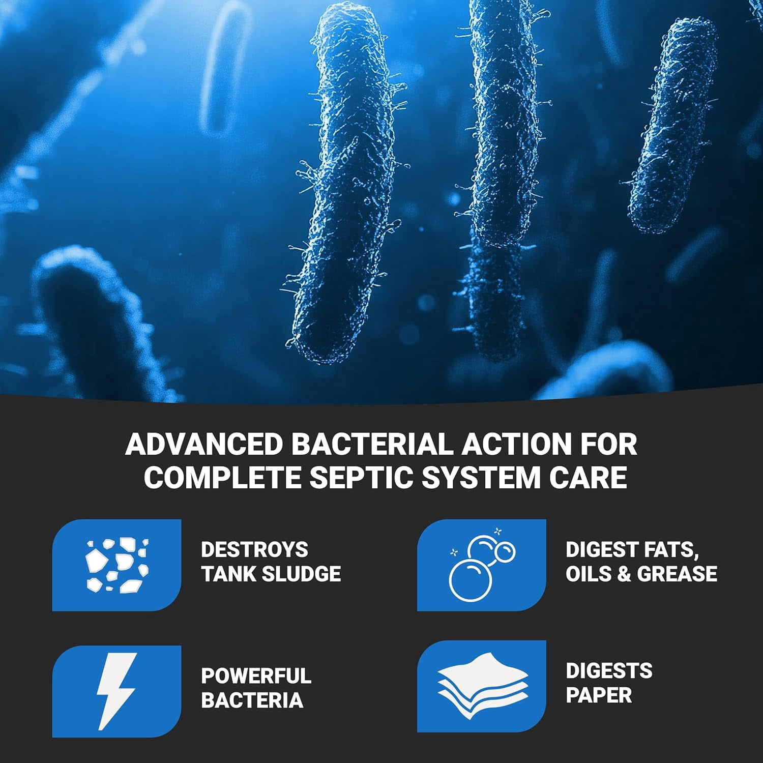 Roebic Septic Tank Treatment Pods, 3 Month Supply of Easy Flush Dissolvable Packets, Bacterial Enzyme Formula for Clog Prevention, Odor Control, Treats 1500 Gallons, 3 Pods