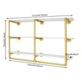 thumbnail image 5 of 3 Tiers Industrial Pipe Clothing Rack 116*25*72cm Wall Mounted Storage Shelf White, Gold, 5 of 24