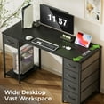 thumbnail image 2 of LUCKLIFE Vanity Desk with 5 Fabric Drawers & Storage Shelves, Makeup Dressing Table for Bedroom, Black (No Mirror), 2 of 7