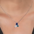 thumbnail image 3 of 925 Silver and 10K Yellow Gold Blue Sapphire and Lab Grown Diamond and London Blue Topaz Pendant Necklace for Women | 2.79 Cttw | Pear Shape 8X6MM | Oval 7X5MM | Round 5MM | with 18 inch Chain, 3 of 4