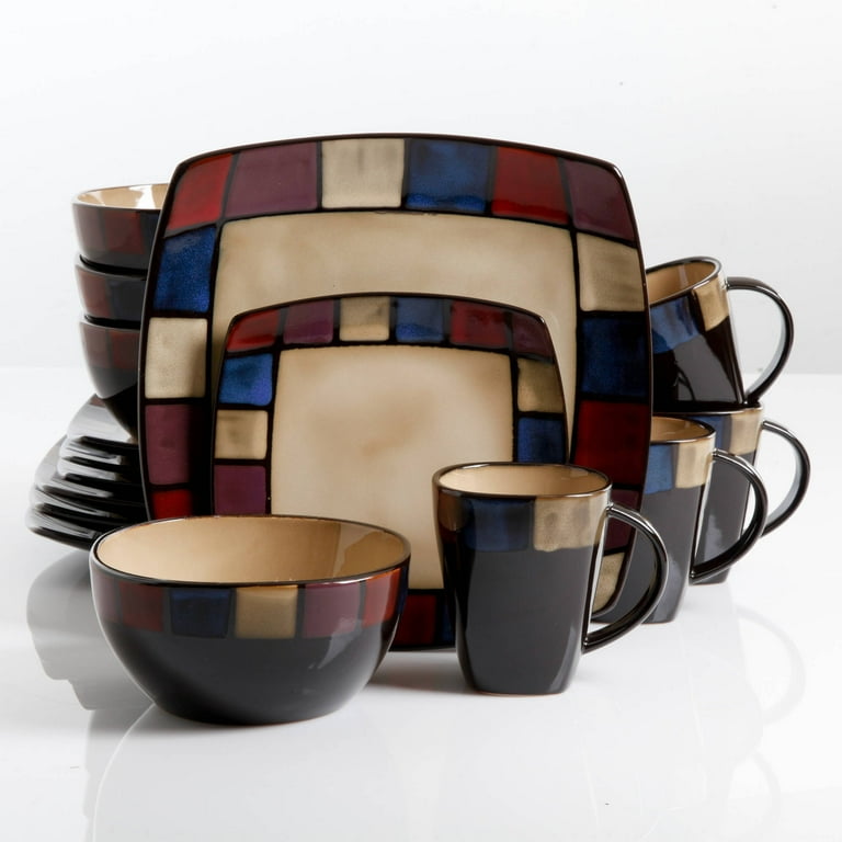 Soho Lounge Mosaic 32-Piece Dinnerware Set Bundle
