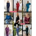 thumbnail image 4 of Ekouaer Womens Pajama Sets 2 piece Lounge Sets for Women V-neck Long Sleeve Top and Elastic Waist Pants with Pockets, 4 of 5