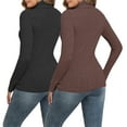 thumbnail image 3 of LWP 2 Pack Women's Ribbed Turtleneck Sweater Long Sleeve Stretchy Fall Winter Undershirts, 3 of 9