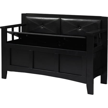 bench storage padded chest seat entryway upholstered mudroom hall wood carlton linon