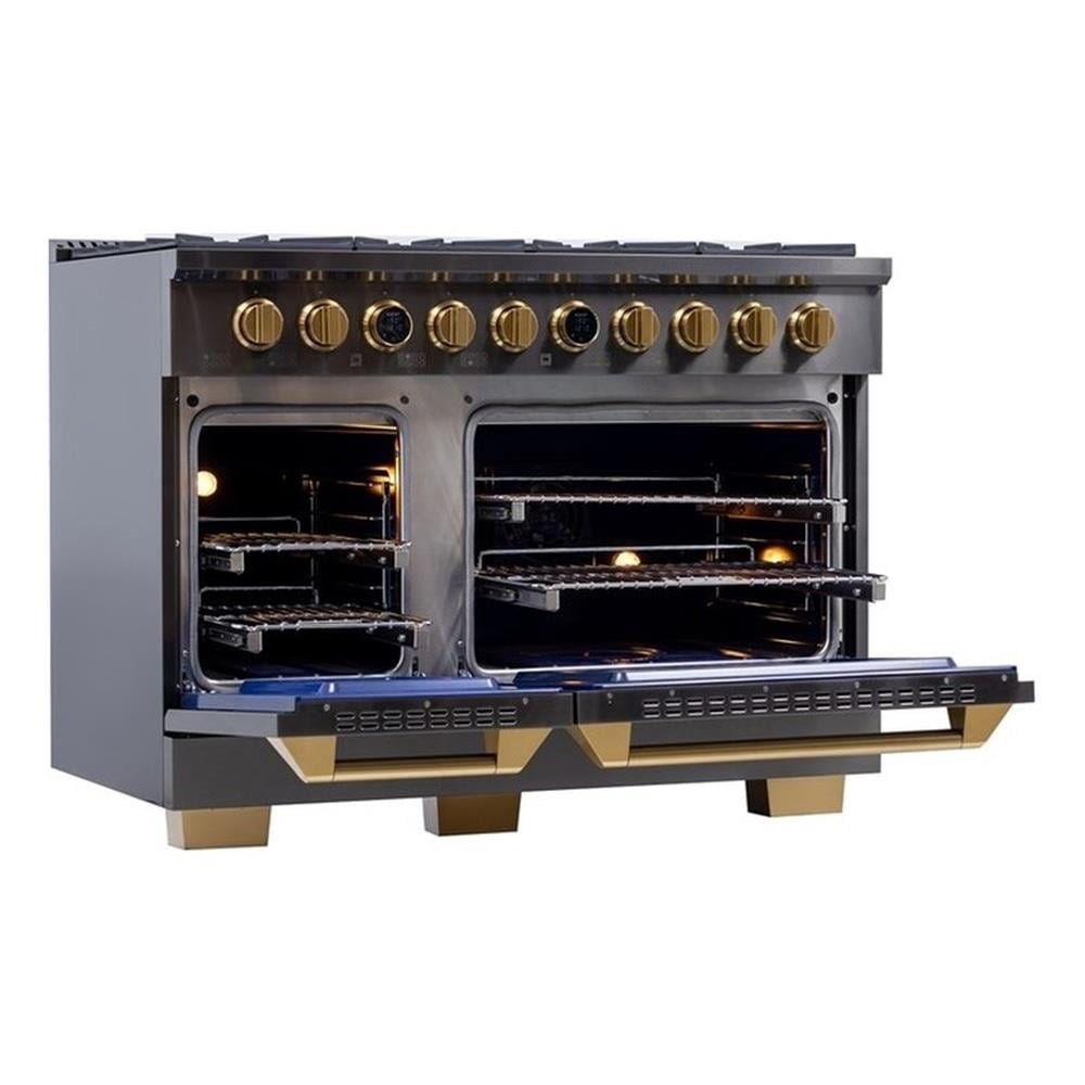 Pemberly Row 48" 8 Burners Dual Fuel Range for Propane Gas in Titanium Steel
