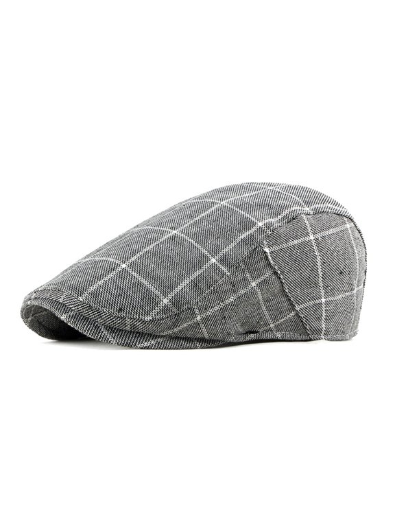Mens Newsboy Gatsby Cotton Hat Cabbie Driving Hunting Flat Cap YZ30110 (Black)