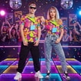 thumbnail image 5 of Alaiyaky 6 Pcs Mens 80s 90s Outfits Hip Hop Costumes Accessories Colorful T Shirt Set for Rock Disco Party, 5 of 9