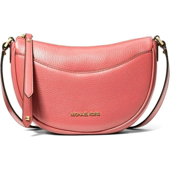 Michael Kors Dover Tea Rose Small Half Moon Crossbody Leather