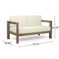 thumbnail image 6 of GDF Studio Lucia Outdoor Acacia Wood Loveseat and Coffee Table Set with Cushions, Beige and Brown, 6 of 10