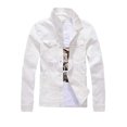 thumbnail image 2 of Nueva chaqueta vaquera de moda para hombre, chaqueta vaquera blanca de vaquero, chaqueta vaquera ceñida informal para hombre, abrigo de algodón, prendas de vestir, ropa masculina brillar Electrónica, 2 of 5