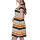thumbnail image 2 of Disketp Colorful Pastel Stripes para Vestido de Manga Corta para Mujeres, Vestidos de Verano para Mujeres, Casual y Holgado para la Playa, 2 of 6