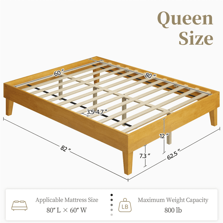 Renwick Queen Wooden Platform Bed Frame with Sturdy Slat Support
