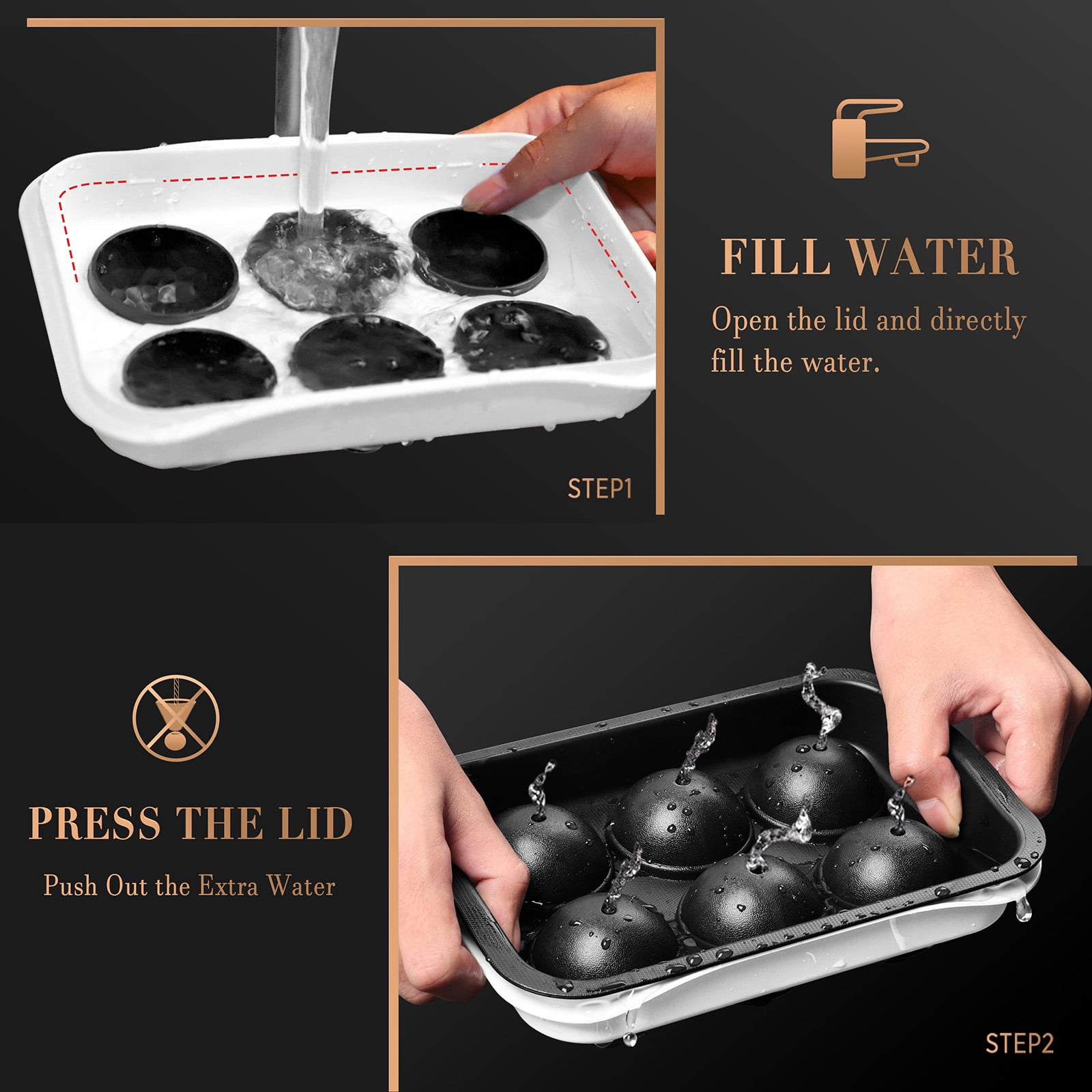 VVAYHUA Ice Cube Tray, 2 Pack Flexible Silicone 22 Ice Balls Maker with Lid BPA  Free Easy-Release Ice Cube Trays for Freezer, DIY Homemade Round Ice Cubes  for Whiskey, Cocktails, Coffee 