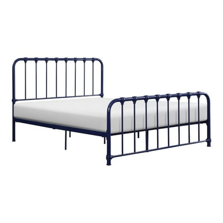 Lexicon Bethany Queen Metal Platform Bed in Navy Blue