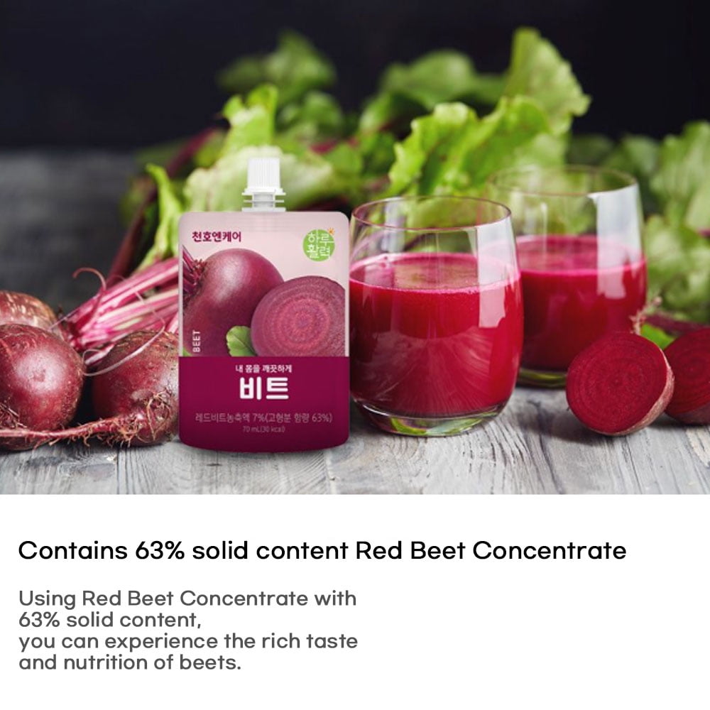 Cheonho Ncare Korean Red Beet Juice – 100% German Red Beet with Apple Concentrate, Nutrient-Rich & Naturally Sweet, No Artificial Additives, Resealable Pouch (70mlx30pouches)