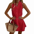 thumbnail image 3 of Women's Sleeveless Mini Tank Dresses Sundress Dress for Casual Red S, 3 of 7