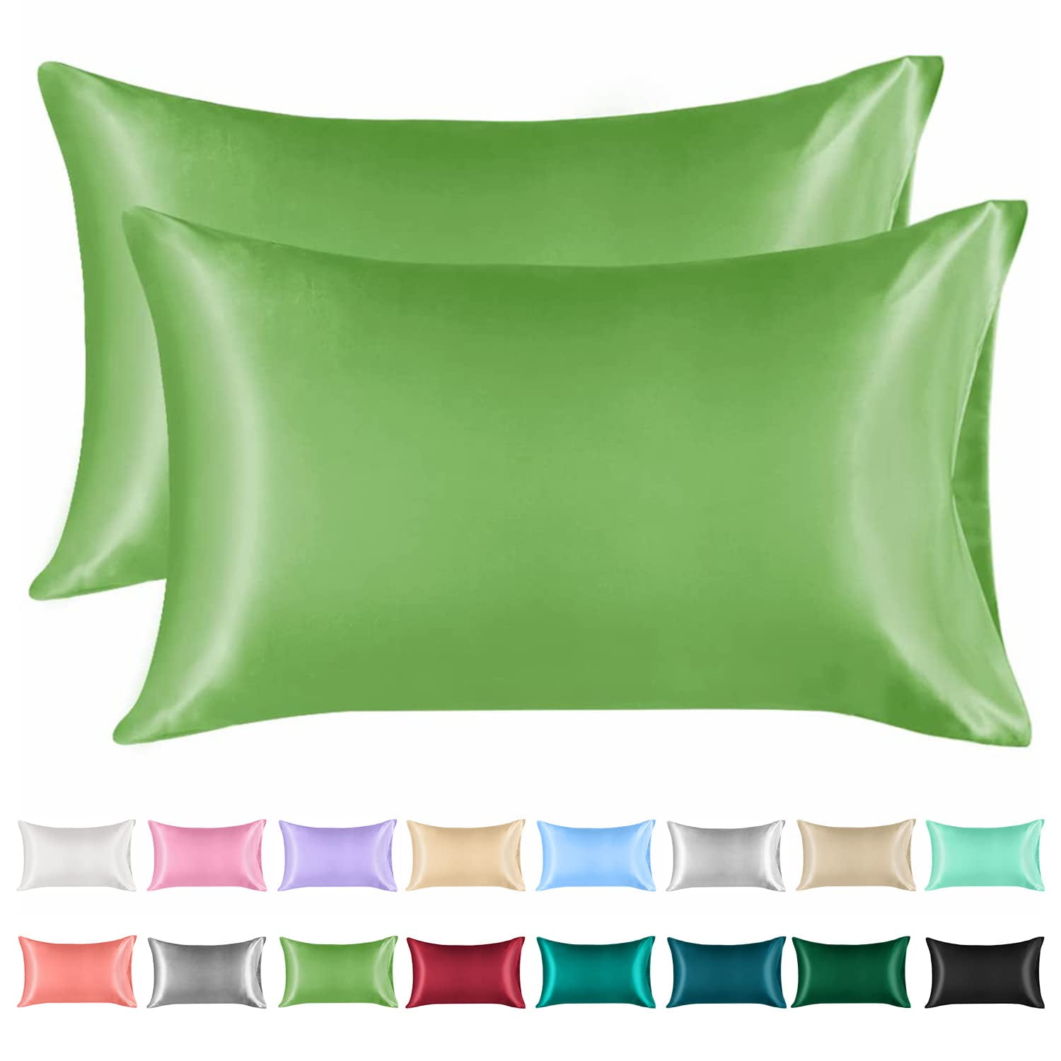Lirex 2Pack Microfibe Silk Pillowcase, Queen Size Satin Soft Envelope