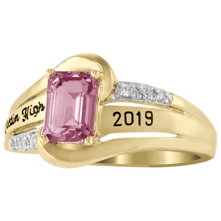 Personalized Emerald Fashion Class Ring in Valadium Stainless Steel, Silver Plus or 10K/14 Gold or White Gold