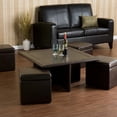 thumbnail image 2 of Five Piece Dark Brown Faux Leather Coffee Table and Storage Ottoman Set, 2 of 9