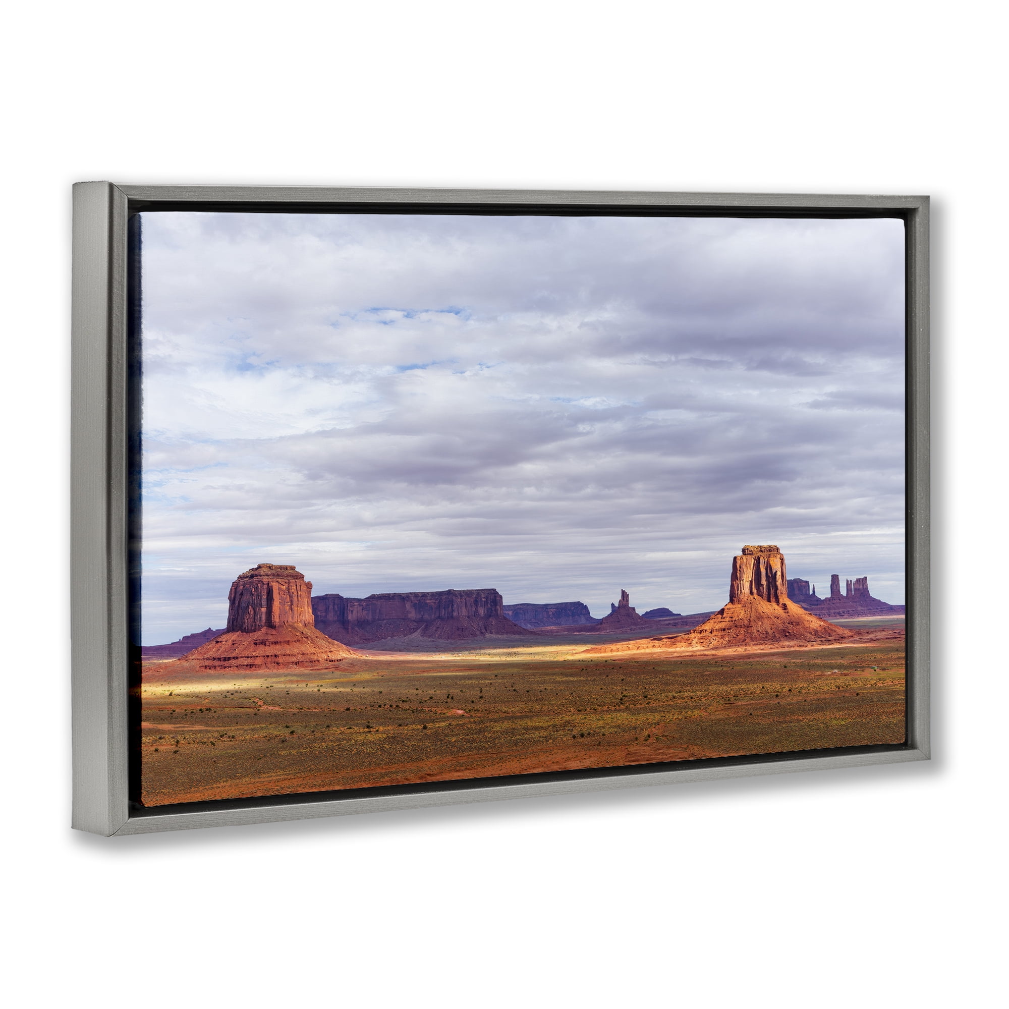 Stupell Industries Monumental Desert Buttes & Mesas Gray Framed Floater Canvas Wall Art, design by Shelley Carlisle