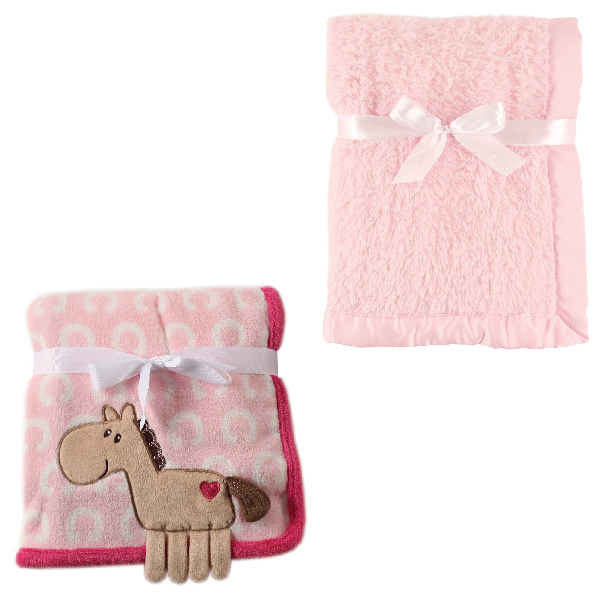 Hudson Baby Girls' Plush Blanket, 2Pack, Choose Your Color