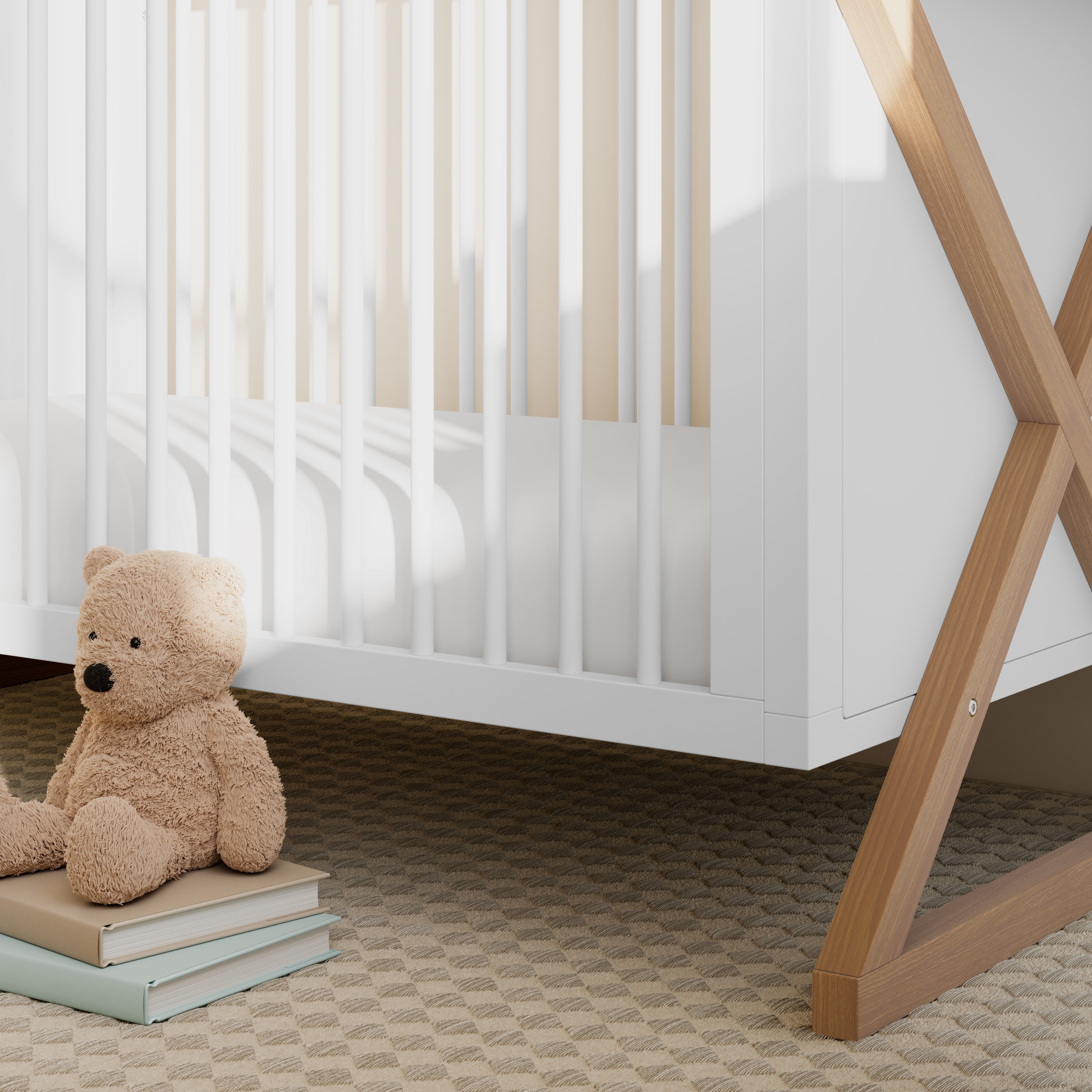 Storkcraft Equinox 3-in-1 Convertible Baby Crib, White with Vintage Driftwood