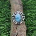 thumbnail image 4 of Earth Gems Jewelry Larimar Gemstone Ring Statement Rings Sterling Silver Ring Designer Ring for Women, 4 of 8