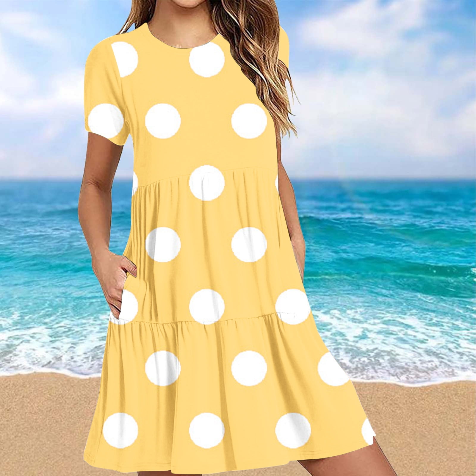 LOVZFMLL Women's Summer Casual Short Sleeve T Shirt Dress Tiered