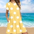 thumbnail image 2 of DeHolifer Womens T-Shirt Dress with Pockets Summer Scoop Neck Ruffle Dress Casual Soft Print Graphic Short Sleeve Sundress Yellow M, 2 of 6