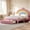 Pink, Full, variant on Bellemave Twin Size Bed with Drawers, Rainbow Upholstered Platform Bed with Headboard, Velvet Princess Bed for Teens, Pink