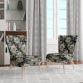 thumbnail image 2 of Designart "Exotic Floral Pattern In Grey And Black" White Floral Upholstered Accent Chair - Cottage Arm Chair For Bedroom, 2 of 7
