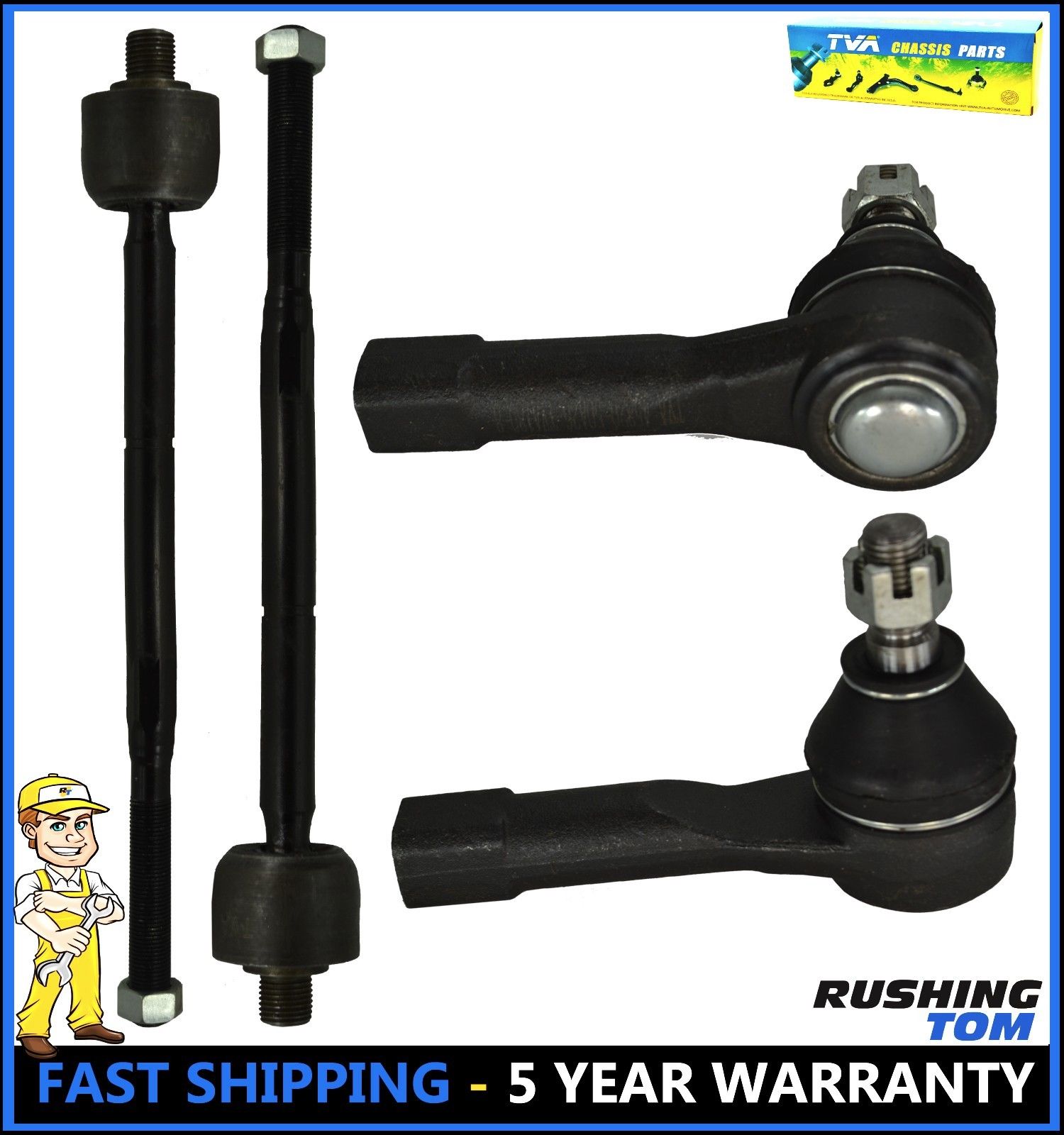 4Pc Kit Front Left & Right Inner & Outer Tie Rod for Nissan 200SX