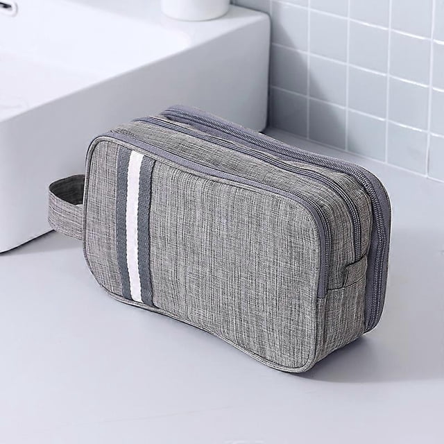 Travel Toiletry Wash Bag Dry & Wet Separation Gym Shaving Organiser Bag with 3 Compartments (Grey)