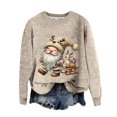 thumbnail image 1 of Zhanying Chandails Douillets pour Femmes Jacquard Graphique Tenue de Noël pour Femmes Rouge Col Rond Christmas Sweater, 1 of 5