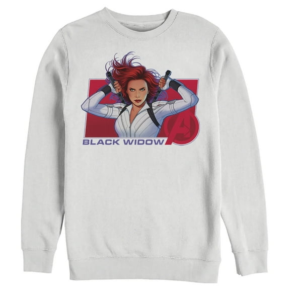 Men's Marvel Black Widow Avenger Hero  Sweatshirt White 2X Large