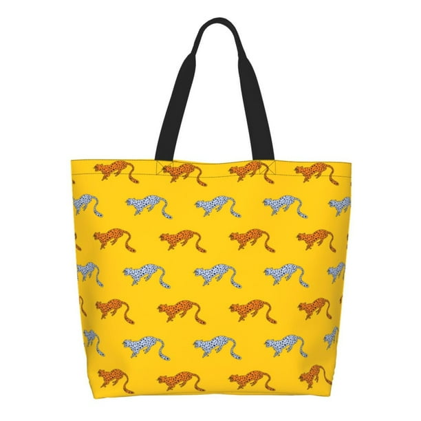 Fotbe Leopard Print Bolsa Tote Estética de Lona con Estampado para Mujer - Bolsa Reutilizable de Hombro Casual para Vacaciones, Compras, Trabajo y Gimnasio
