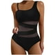 thumbnail image 2 of Trajes de baño de una pieza para mujer, traje de baño de bikini con tirantes y espalda descubierta de color liso para mujer, 2 of 5