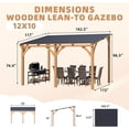 thumbnail image 6 of AECOJOY 12' x 10' Wood Gazebo, Outdoor Heavy Duty Wooden Pergola on Clearance, Patio Lean to Hardtop Awnings, 6 of 7