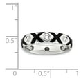 thumbnail image 4 of White Sterling Silver Ring Band Stackable Black Cubic Zirconia CZ Round, 4 of 4