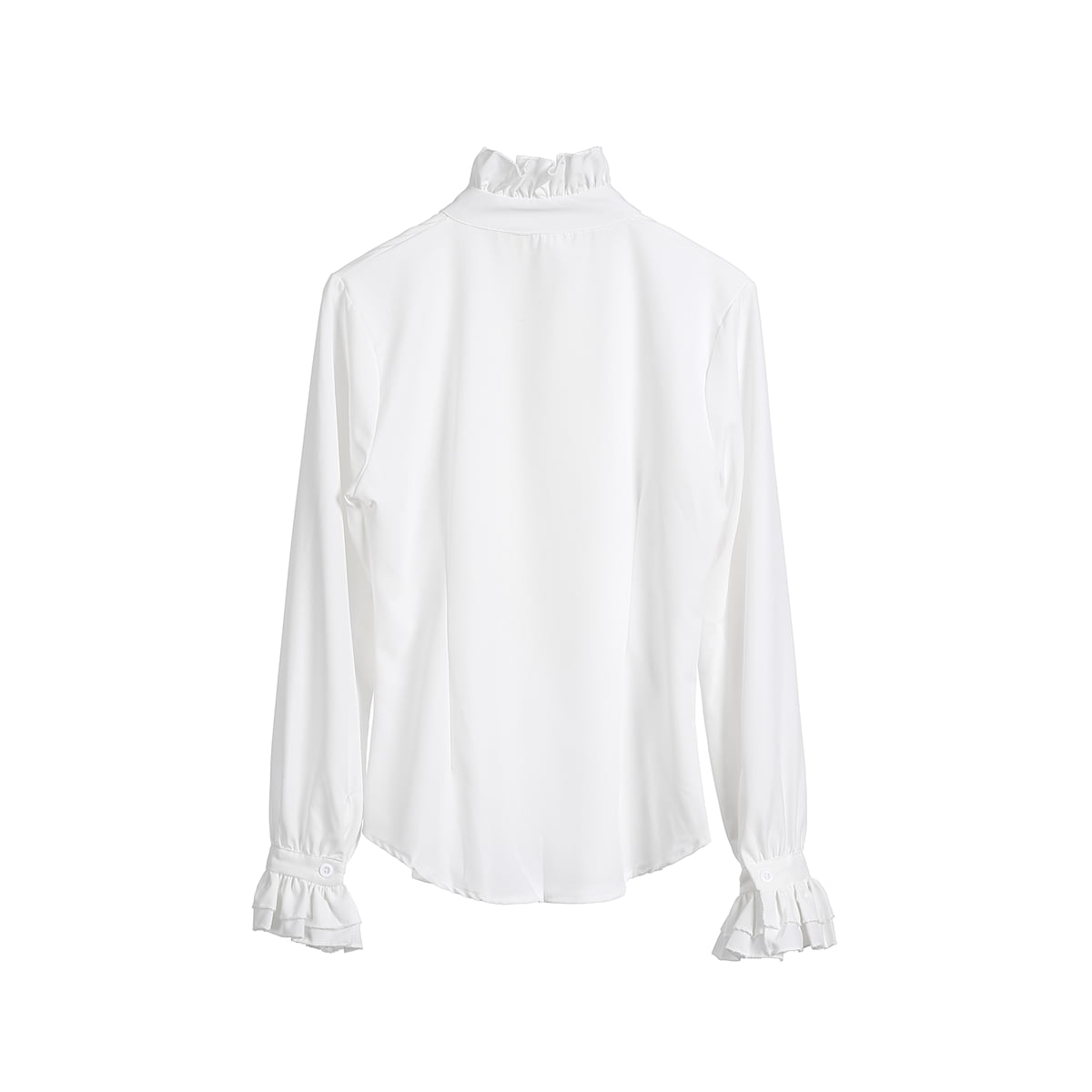 white high neck frill top