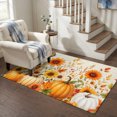 thumbnail image 3 of Area Rugs 3'x5', Orange Pumpkins Fall Carpet Runner Indoor Outdoor Rugs Home Decor Aesthetic, Thanksgiving Sunflower Autumn Botanical Non Slip Mats Washable Accent Rug for Living Room Bedroom, 3 of 7