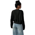 thumbnail image 4 of Nestiefly Women's Cropped Cardigan Sweater Lightweight Soft Knit Long Sleeve Crew Neck Button Down Clothes Spring Fall Black L, 4 of 5