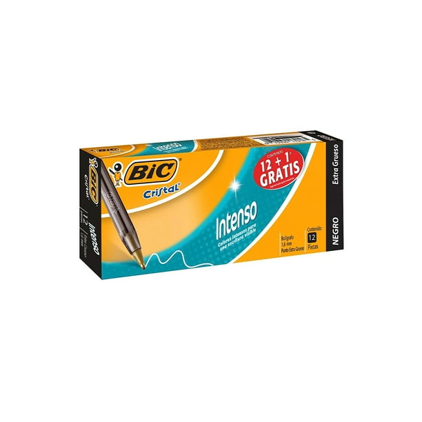 Boligráfo BIC Cristal Extra Grueso Tinta Negro con 12 Piezas