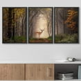 thumbnail image 3 of wall26 - 3 Piece Framed Canvas Wall Art - Fallow Deer Standing in a Dreamy Misty Forest, with Beautiful Moody Light - Modern Home Art Stretched and Ready to Hang - 16"x24"x3 Black, 3 of 5