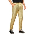 thumbnail image 5 of INSPIRE CHIC Shiny Pants for Men's Glitter 70s Disco Night Club Straight Leg Sequin Trousers 28 Golden, 5 of 6